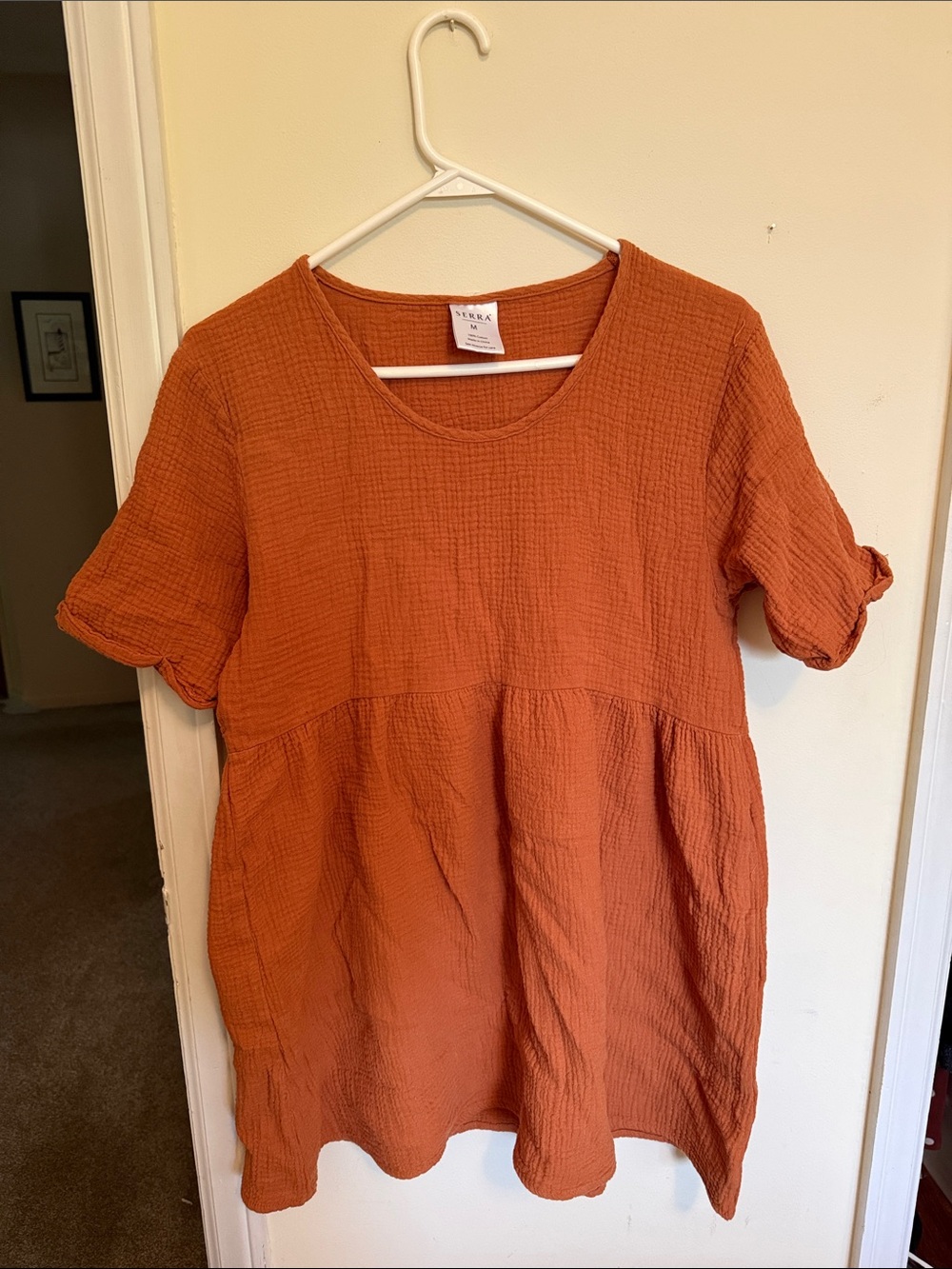Terra & Sky Rust Orange Textured Short Sleeve Tunic